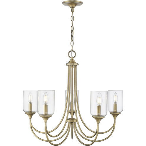 Waddingham 5 Light 27 inch Vintage Brass Chandelier Ceiling Light